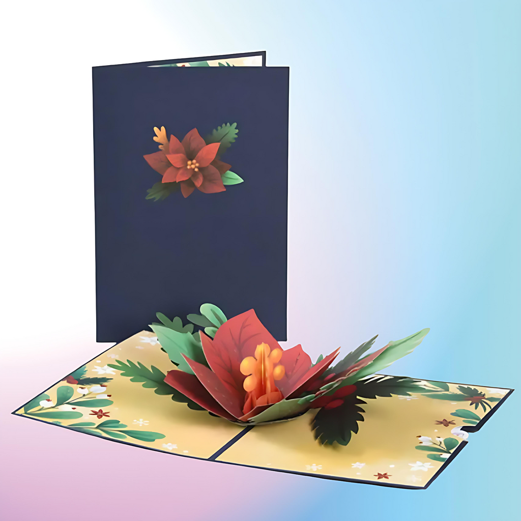 Christmas 3D Pop Up Card Blue Flower Pop Up Greeting Card