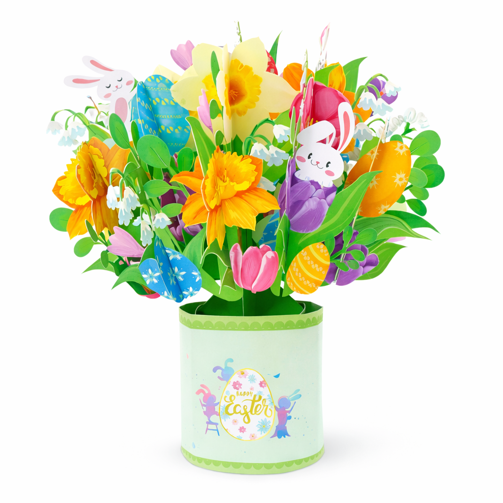 Happy Easter 3D Greeting Card with Bunny & Eggs Box Card for Easter