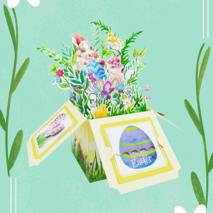 Happy Easter 3D Pop Up Card with Bunny & Eggs Box Card for Easter