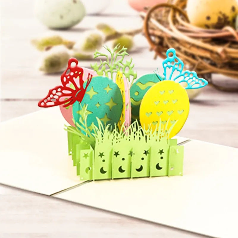 Colorful Butterflies & Easter Eggs 3D Pop-Up Card – Spring Easter Greeting Gift