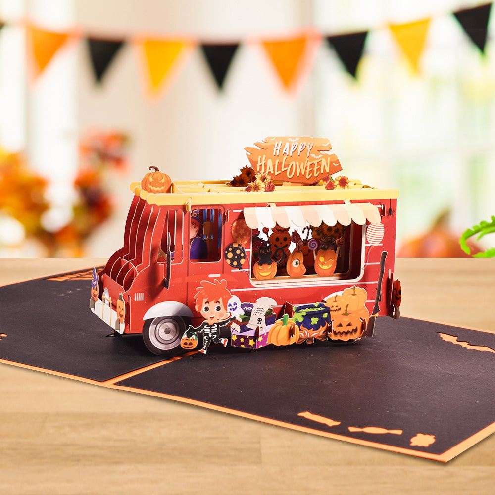 Pumpkin Truck Pop Up Greeting Card
