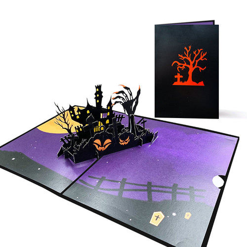 3D Haunted House - Rising Hand Pop Up Greeting Card