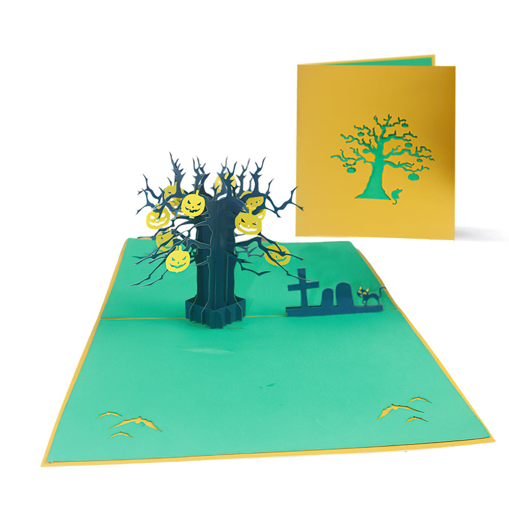 Pumpkin Tree & Black Cat 3D Halloween Pop-Up Card