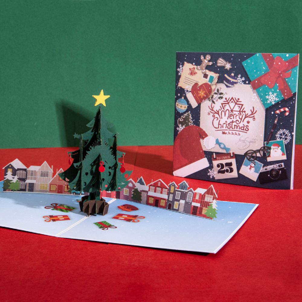Christmas 3D Pop Up Card Christmas Small Town Pop Up Greeting Card