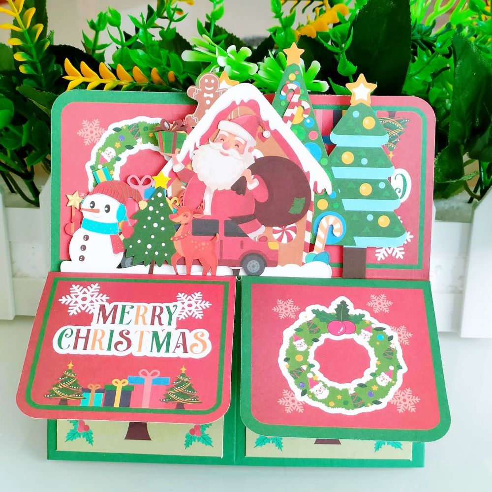 Christmas 3D Pop Up Card Santa Claus Pop Up Greeting Card