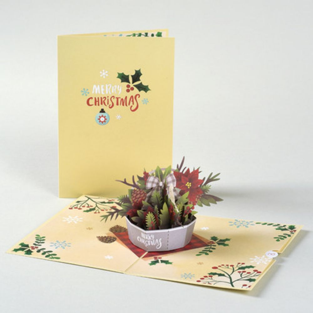 Christmas 3D Pop Up Card Yellow Flower Pop Up Greeting Card