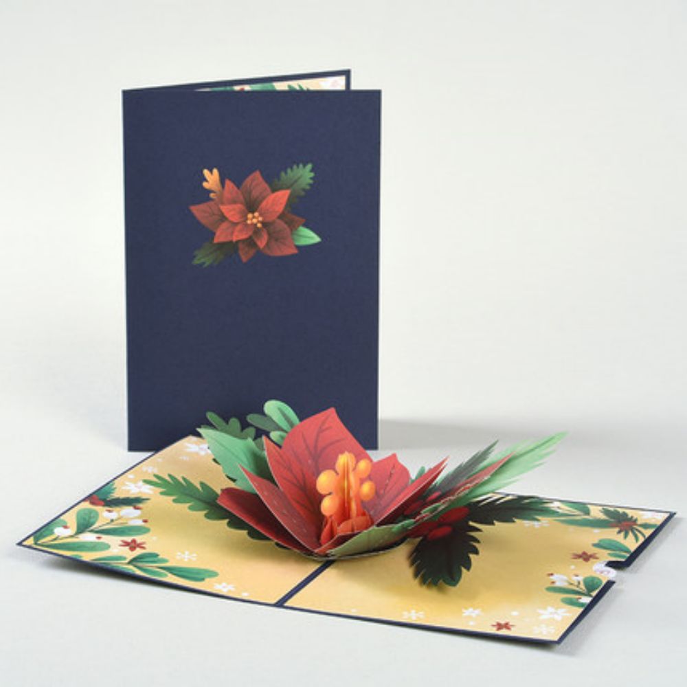 Christmas 3D Pop Up Card Blue Flower Pop Up Greeting Card