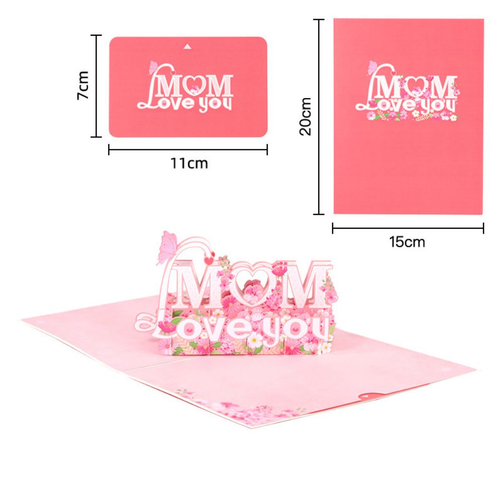 Love You Mom 3D Pop Up Greeting Card for Mom