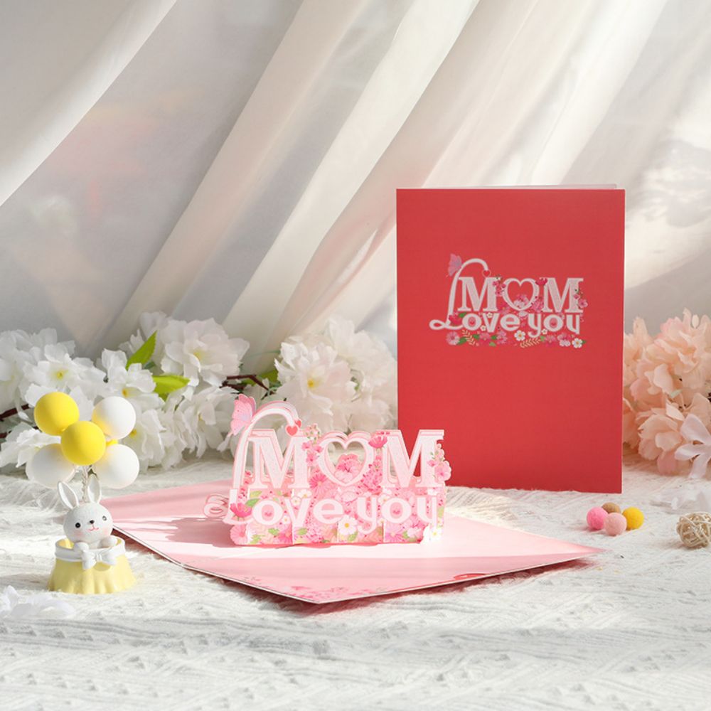 Love You Mom 3D Pop Up Greeting Card for Mom