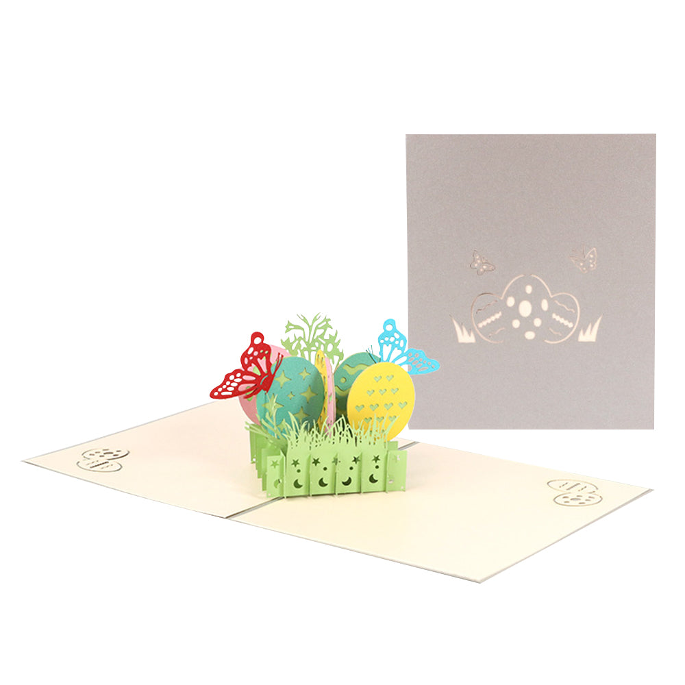 Colorful Butterflies & Easter Eggs 3D Pop-Up Card – Spring Easter Greeting Gift