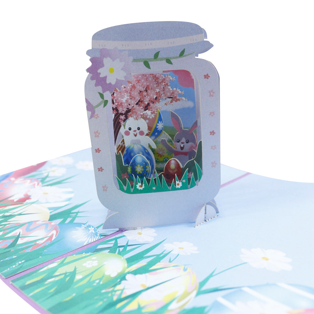 Easter Bunny & Eggs 3D Pop-Up Card – Springtime Easter Gift Greeting Card