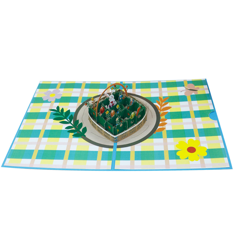 Easter Bunny in the Grass with Colorful Eggs 3D Pop-Up Card – Easter Greeting Card