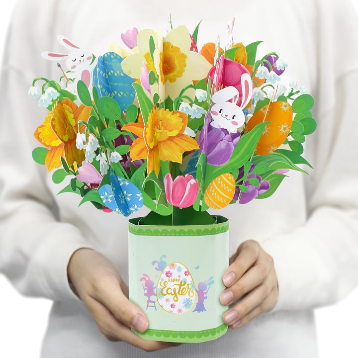 Happy Easter 3D Greeting Card with Bunny & Eggs Box Card for Easter