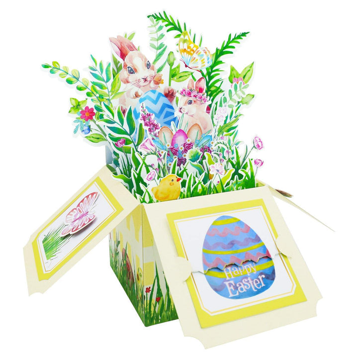 Happy Easter 3D Pop Up Card with Bunny & Eggs Box Card for Easter
