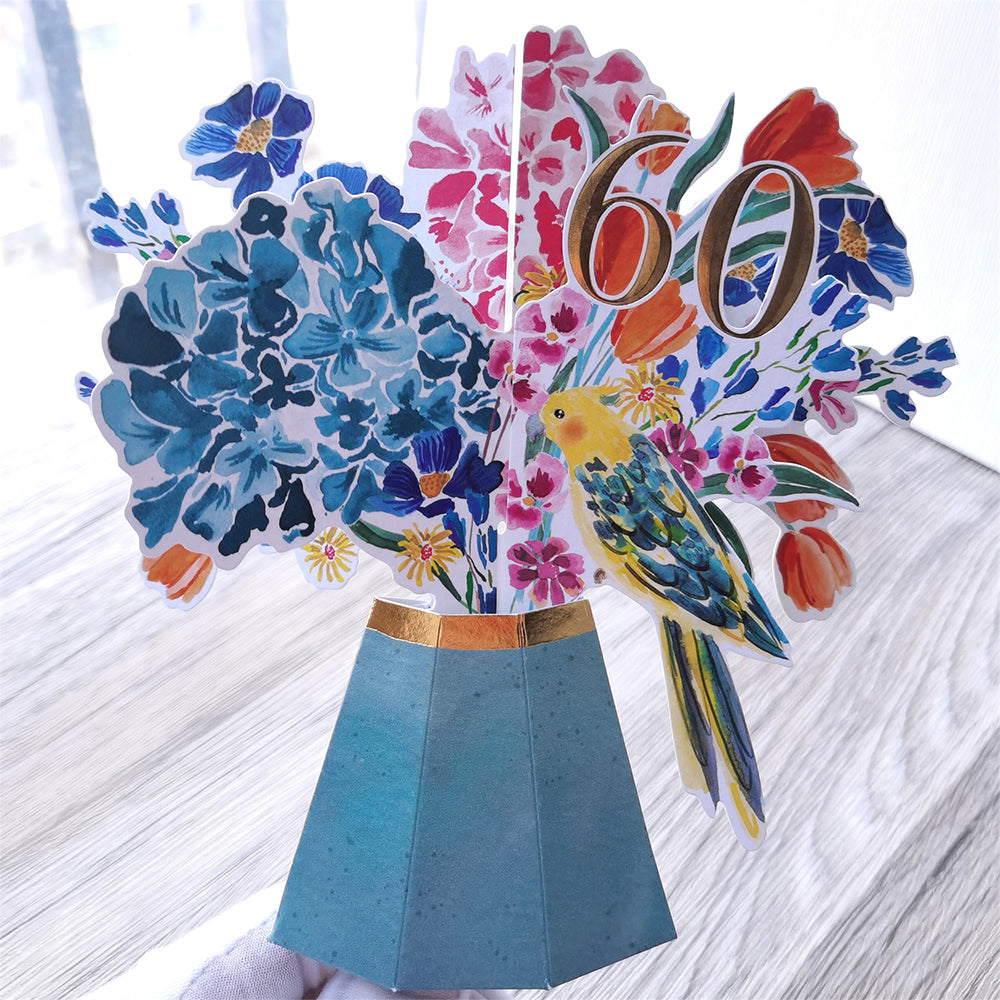 60th Anniversary Vase Pop Up Card