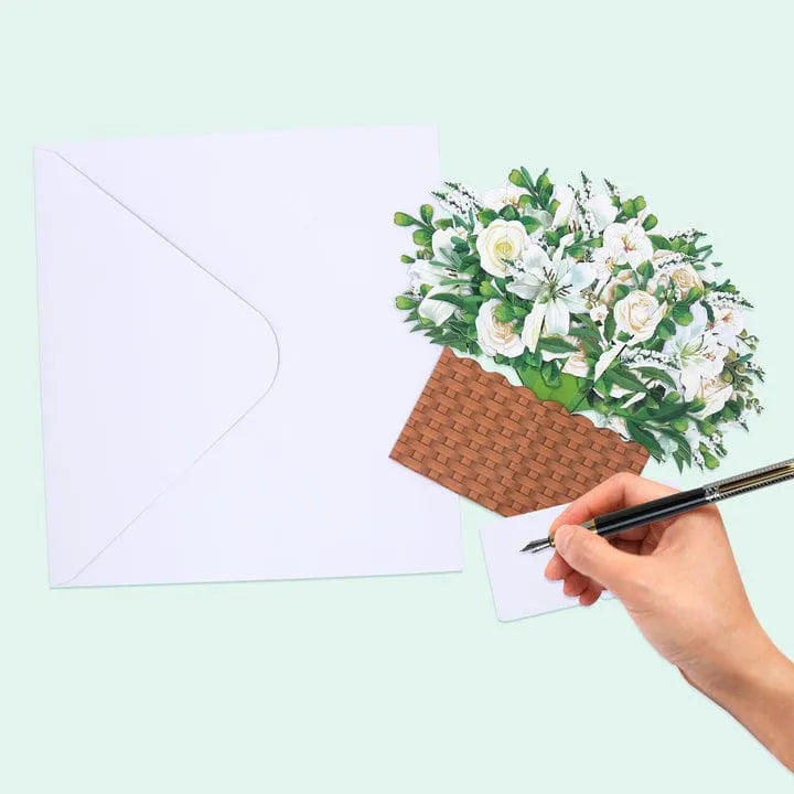 White Flowers 3D Greeting Card Box
