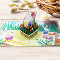 Easter Bunnies with Basket of Eggs 3D Pop-Up Greeting Card