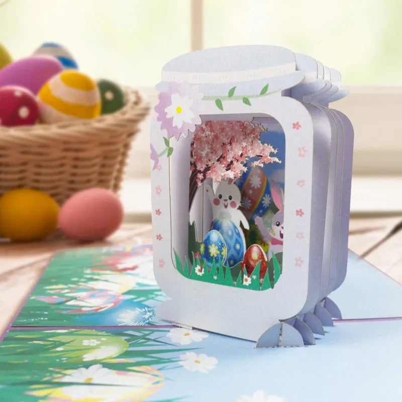 Easter Bunny & Eggs 3D Pop-Up Card – Springtime Easter Gift Greeting Card