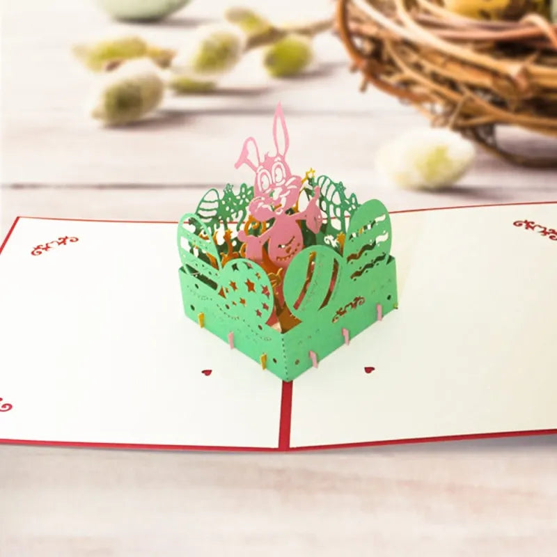 Easter Bunny & Eggs 3D Pop-Up Greeting Card – Festive Easter Gift Card